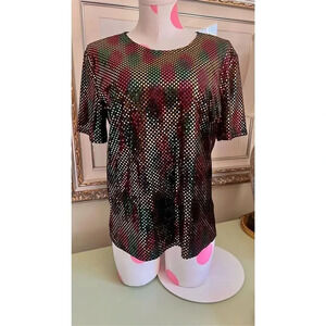 Vintage Kathie Lee‎ Collection Women’s Large Multicolor Vibrant Sequin Shirt Top